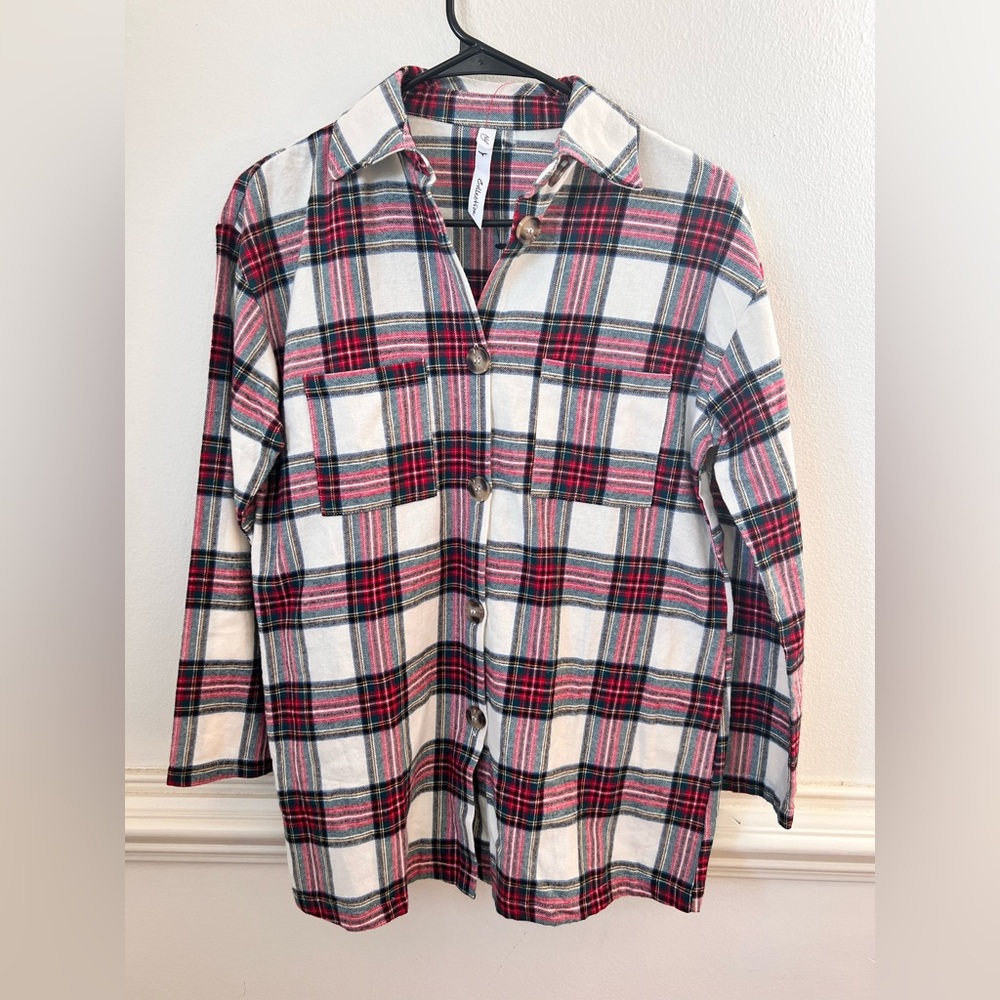 NY Collection Women’s Checkered Button Down Shirt - Red, Black, White